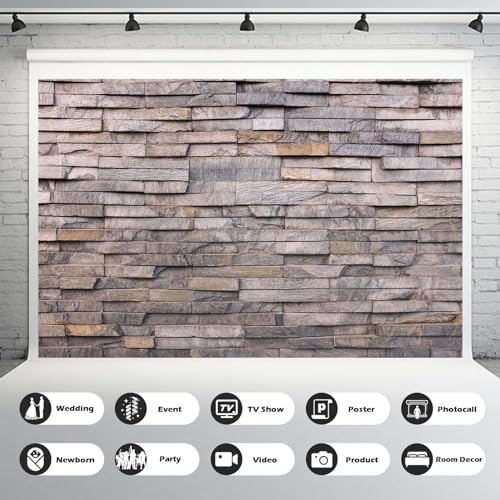 Brick Wall Backdrop Stone Wall Texture Photography Background Vintage Stone Wallpaper Backdrop Rustic Brick Wall Backdrops Birthday Cake Table Portrait Video Shoot Studio Props Vinyl 5x3ft - color: Brick_Grey, size: 5x3ft