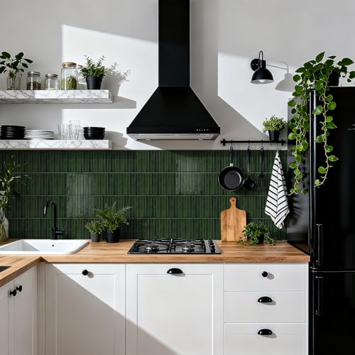 VICCI 20-Sheet Peel and Stick Backsplash, Fresh Green 3D Textured Subway Tile Stickers 4.72x9.68 Inch, Waterproof - color: Fresh Green
