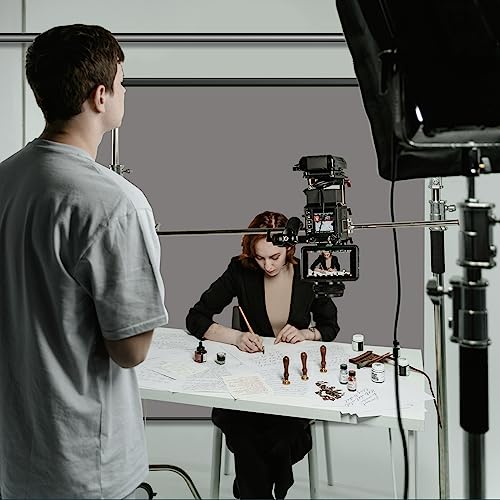 RAUBAY Retractable Pull Down Grey Screen Backdrop - 78.7" x 86.6" Collapsible Wall-Mount Background for Professional Video Production, Photography, TikTok and Video Conferencing - color: Grey, size: Wider(78.7 x 86.6in)