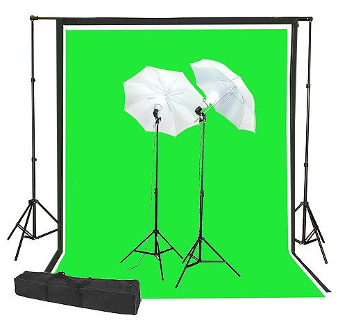 Photo Video Photography Studio Continuous Light Video Green Screen Lighting kit, 6' X 9' ChromaKey Chroma Key Green Screen Backdrops with Backdrop Support System Case