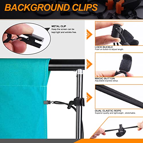 22Pcs Backdrop Kit with Clips, Clamps, Rings & Spring Clamps for Photography & Video Studio - size: Plastic Backdrop Clips Set
