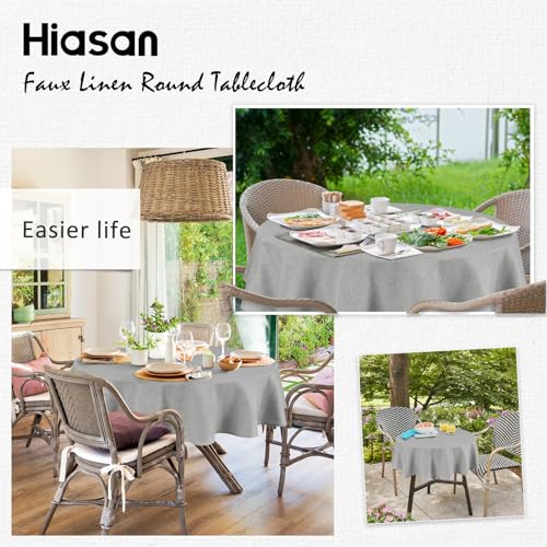 Hiasan Round Table Cloth 30 Inch Linen - Wrinkle and Stain Resistant Washable Polyester Fabric Table Cloth for Dining Room Kitchen Party, Light Grey - color: Light Grey, size: 30" (Round)