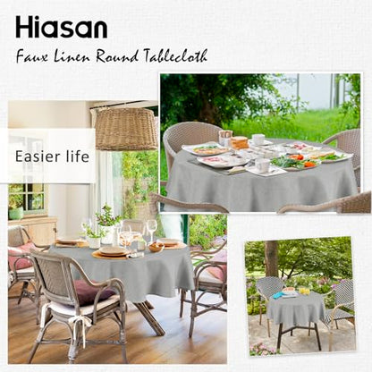 Hiasan Round Table Cloth 30 Inch Linen - Wrinkle and Stain Resistant Washable Polyester Fabric Table Cloth for Dining Room Kitchen Party, Light Grey - color: Light Grey, size: 30" (Round)