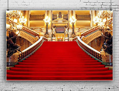 Red Carpet Backdrop, Golden Palace Gorgeous European Hall Photo Backdrop, Vinyl 15x10ft Prom Picture Photo Studio Props BJXTGU64 - color: Red, size: 15x10ft
