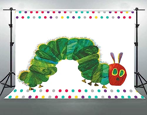 Caterpillar Theme Party Backdrop 7x5FT Rainbow Color Insect Cartoon Kids Boy Girl Cake Table Banner Background Photo Booth Studio Props MBMYLU147 - size: cotton polyester-7x5ft
