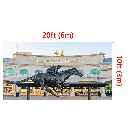 Kate 20x10ft Statue Photography Background Kentucky Derby Horse Track Photo Backdrop Photo Booth Props - size: 20x10ft