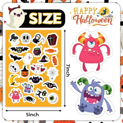 Joy Bang 680 PCS Halloween Stickers for Kids, 30 Sheets Halloween Party Favors Stickers Crafts Toys Bulk Pumpkin Monster Candy Sticker Bulk for Treat Bags Goodie Bag Stuffers for Kids - style: Halloween