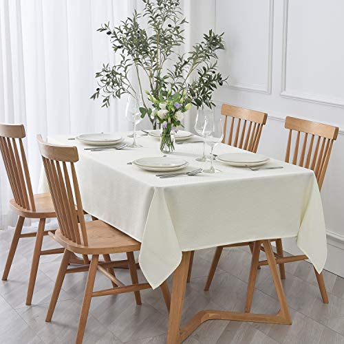 maxmill Jacquard Square Tablecloth Stain Resistant Waterproof Wrinkle Resistant Washable Soft Table Cloth, Decorative Fabric Table Cover for Dining Room, Indoor and Outdoor Use, 52 x 52 Inch, Ivory - color: Nova Ivory, size: 52" x 52" (Square)