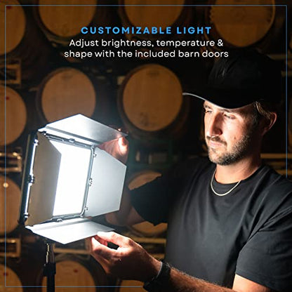 Lume Cube Studio Panel 2-Point Lighting Kit | Edge Lit LED Bicolor Light Panels 3200k - 5600k | Rechargeable Lithium Battery, Adjustable Color, Brightness, 70" Stands, Wireless Remote Included