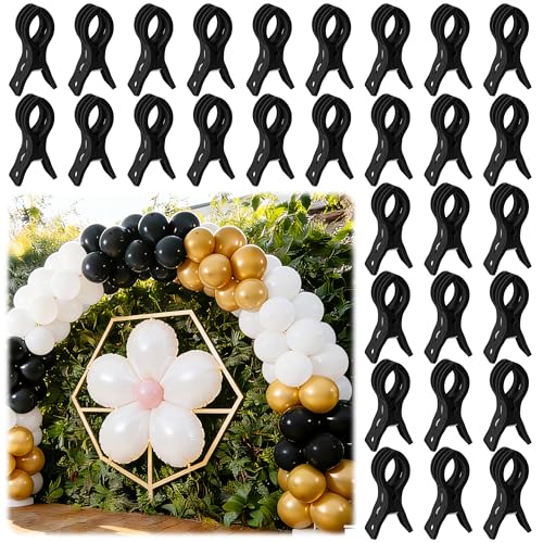 PUGPIU 30 Pack Balloon Arch Clips for Backdrop | Plastic Black Spring Clamps | 3.5 Inch Heavy Duty Clip for Backdrop Stand | Birthday Wedding Decoration | Photography Studio | Crafts | Clothing - color: Black3