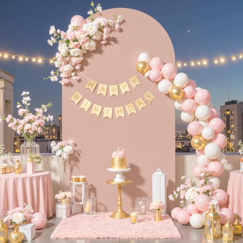 Nude Wedding Arch Backdrop Cover 6.6FT Spandex Arch Covers Round Top Chiara Arches Backdrop Cover for Party Birthday Ceremony Banquet Decoration - color: Nude, size: 6.6FT