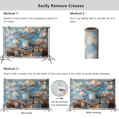 YongFoto Travel Adventure Aircraft Backdrop 5x3ft Cute Clouds Sky Airplane Photography Background Adventure Awaits Baby Shower Boy 1st 2nd Birthday Party Banner Kids Portraits Photoshoot Wallpaper - color: Style 7, size: 5ftx3ft