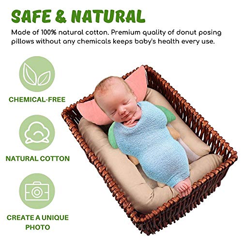 Sunmig Newborn Photography Props, Ultra-Soft Baby Donut Posing Pillows, Professional Baby Photo Props Set Fits 0-6 Months Baby,Pack of 6, Multicolor