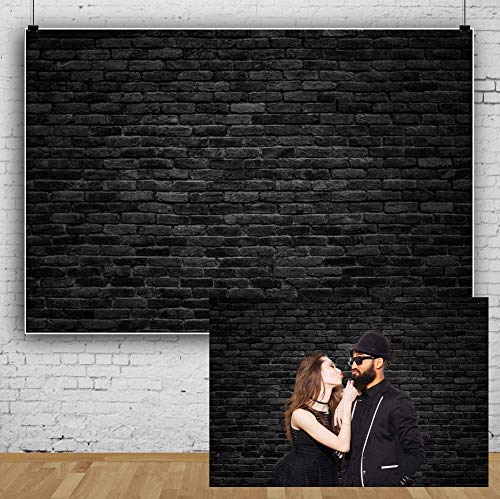 Laeacco Dark Gray Brick Wall Background 10x8ft Vintage Brick Wall Stone Texture Retro Block Concrete Photography Backdrops for Wedding Portrait Vinyl Customized Wallpaper Decor Studio Photo Prop