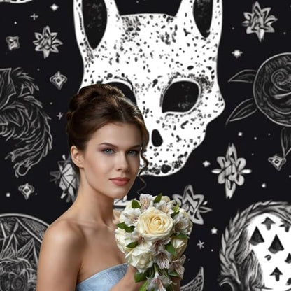 Skull Cat Moon Gothic Backdrop Background for Photography 5x7ft Photobooth Professional Photo Backdrop Curtains Video Photography Studio Photo Backgrounds Banner Booth Background Screen Parties - color: Skull Cat Moon Gothic