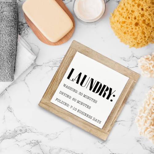 Laundry Wood Sign, Funny Laundry List Sign Decor, Humorous Home Decor, Modern Farmhouse Decors for Table Shelf Counter, Wall Decoration, Decorative Wooden Box Signs, Housewarming Gift - color: Color06