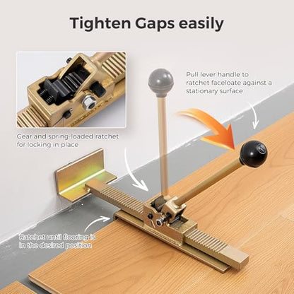 Flooring Jack with Felt Bottom Scratch Resistant, Professional Hardwood Flooring Jack and Positioning Tool for Straightening and Installing Laminate Deck Boards Tile Floor Without Pry Bars (1PCS)