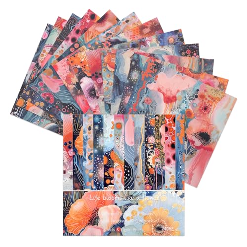 12 Sheets Scrapbook Paper Pads, 12 Designs 6"x6" Single Sides Patterned CardStock Papers, 160gsm Decorative Background Craft Paper, Scrapbooking Pad for Card Making DIY Projects (Beautiful Flower) - color: Blooms Flowers