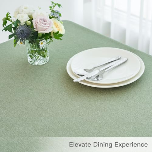 maxmill Linen Texture Tablecloth Water Resistant Antiwrinkle Spillproof Wipeable Washable Soft Fabric Table Cloth for Dining Room, Buffet Banquet Party Holiday, Rectangular 60 x 108 Inch, Sage Green - color: Sage Green, size: 108" x 60" (Rectangular)