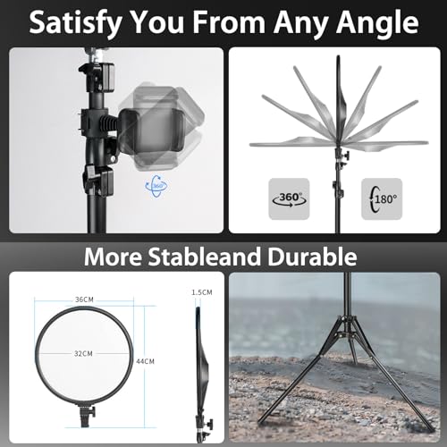 6" Ring Light with Tripod Stand for YouTube & Makeup, Mini LED Camera Light with Phone Holder, 3 Light Modes & 11 Brightness Levels (14 inch with Tripod Stand) - size: 14 inch with Tripod Stand