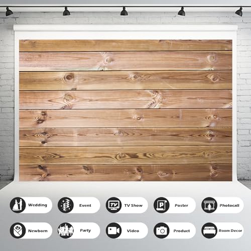 Wood Backdrops for Photography Grunge Vintage Worn Wooden Boards Background Seamless Backdrop Brown Photo Wallpaper Wrinkle Free Photography Portrait Booth Video Shoot Studio Props Vinyl 5x3ft - color: Wood Brown, size: 5x3ft