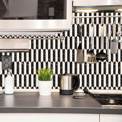 10-Sheet Fish Scale Peel and Stick Backsplash for Kitchen Wall Tiles,12 inches Black Clara Stone Mixed Metal Gold 3D PVC Wall Tile Stick on Backsplash for Kitchen and Bathroom - color: Black Clara Stone Mixed Metal Gold