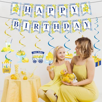Lemon Birthday Banners - 10PCS Capri Swirls Decorations for Amalfi Coast Party Supplies - style: Lemon