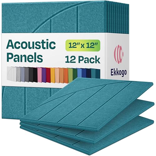 Acoustic Panels 12-Pack Soundproof Wall Panels 12"x12"x0.4" Decorative Sound Dampening for Your Home, Office, Studio, Bedroom & More with Unique ModuArc Carving [Light Turquoise] - color: Light Turquoise, size: ModuArc 12 Pack