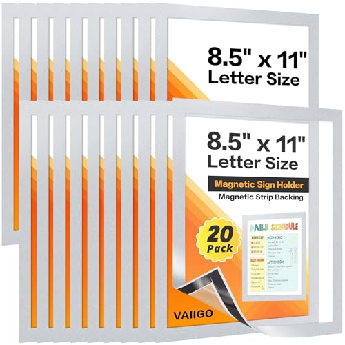 20Packs Magnetic Sign Holder 8.5x11 for Fridge & Metal Surfaces - Magnetic Frames with File/Paper/Document Holder - Photos/Pictures/Posters Frame for Commercial Offices/Stores (Silver) - color: Silver, size: 20Pack 8.5"x11"