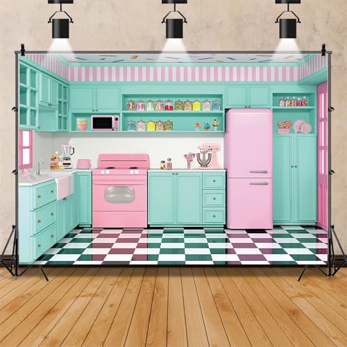 Renaiss Fabric Kitchen Backdrop 12x8ft Baking Cooking Party Wall Background Kitchen Interior Scene Photography Backdrops for Girls Kids Video Shooting Photo Studio Props - size: 12Wx8H FT