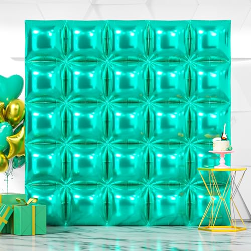 NISOCY 25PCS Teal Blue Square Foil Balloons Wall Backdrop Double Sided Teal Blue Balloon Tunnel Arch Kit for Birthday Baby Shower Wedding Graduation Anniversary Party Decorations - color: F04 - Teal Blue, size: 25PCS
