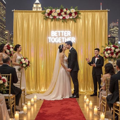 10x10ft Glitter Sequin Gold Backdrop Curtains Photo Backdrop Curtain Fabric Gold Shimmer Drapes Backdrop Bridal Baby Shower Wedding Birthday Party Photography Backdrops Photoshoot 5x10FT, 2 Panels - color: Glitter Gold, size: 10 ft X 10 ft(2 Panels 5ft X