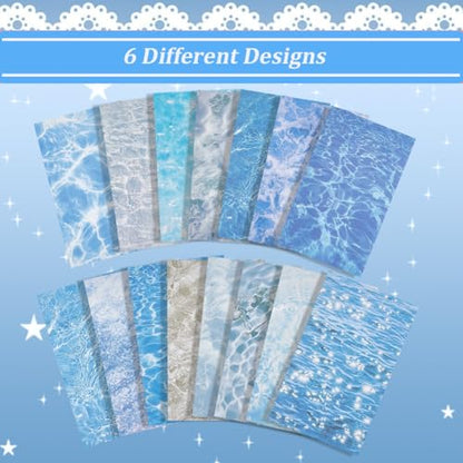 GORGECRAFT 30Pcs 15 Styles Water Ripple Pattern Paper Water Texture Background Scrapbook Paper 143x93mm Sea Ocean Waves Patterned Cardstock for Scrapbooking Photo Album DIY Craft Decor Card Making