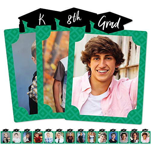 Big Dot of Happiness Green Grad K-12 School Photo Display Frame - 8x10 inch Graduation Memory Wall, Professional Photo Holder Set, DIY Graduation Party Decorations, Picture Display Board - color: Green Grad - Picturific Display