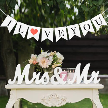 Just Married Banner Wedding Decorations, Marry Me, I Love You, LOVE Banners (4 Sets, 5.7x4.7 inches, White Paper) - color: White Paper (4 banner sets)