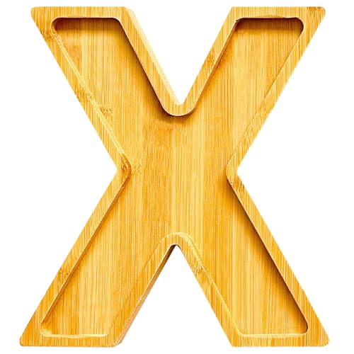 11" Wooden Letter X Platter Tray for Party Charcuterie Board Letters Serving Trays for Food Fruit Cupcake Reusable Fillable Dishes Plates for Birthday Anniversary Wedding Party Baby Shower Supplies - color: Letter X