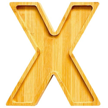 11" Wooden Letter X Platter Tray for Party Charcuterie Board Letters Serving Trays for Food Fruit Cupcake Reusable Fillable Dishes Plates for Birthday Anniversary Wedding Party Baby Shower Supplies - color: Letter X