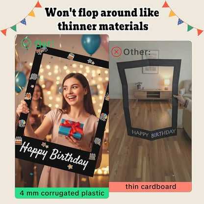 40 x 30 Inch Large Photo Booth Frame Selfie Frame,Black Blank DIY Cutout Props for Birthday,Halloween,Wedding Photo Prop,Graduation Photo Booth Picture Frame,Party Supplies