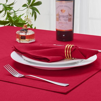 Cloth Napkin Set of 8 Square Washable Reusable Linen Fabric Polyester for Kitchen Dinner Dining Restaurants Wedding Party Banquet Table(DarkRed-A/17x17 Inch) - color: Darkred