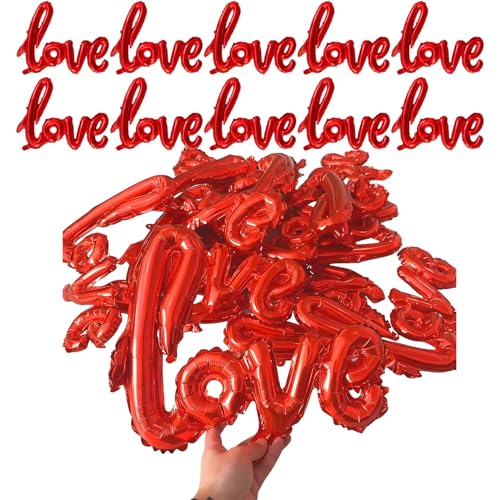 10 Pcs 19.6-inch mini red love shaped balloons for Valentine's Day decoration, wedding photography props, love