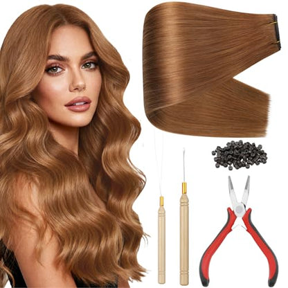 Full Shine Butterfly Weft Hair Extensions 22 inch Color 330 Ginger and Kit Tools