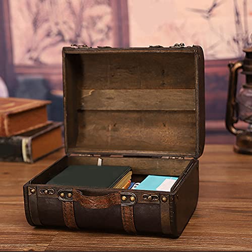 Vintage Storage Trunk Wooden Decorative Suitcase Wood Retro Storage Box Photography Props Suitcase Wooden Storage Trunk for Home Studio Decorations