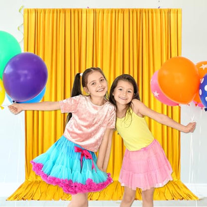 10ft x 10ft Yellow Backdrop Curtains for Parties, Fabric Satin Background Curtain with Rod Pockets for Weddings, Birthday, Baby Shower, Photography, Graduation Party Backdrop Drapes, 2 Panels - color: Yellow