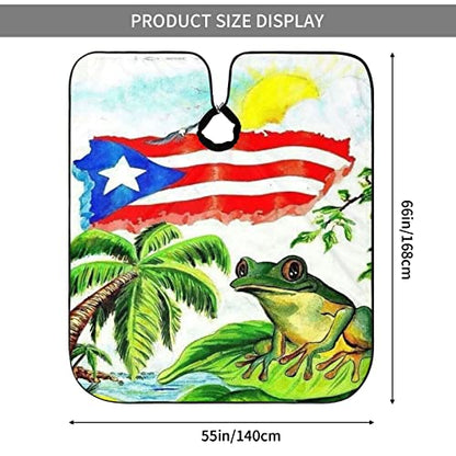Puerto Rico Barber Cape With Adjustable Closure, Hairdressing Haircut Apron Barber Cover Gown For Hairdresser Styling Home - color: Boricua Puerto Rico Frog1