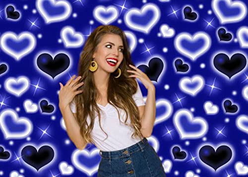 8x6ft Blue Heart Backdrop 90s Backdrops for Photoshoot Valentines Decor Banner Birthday Props X-89 - color: Blue, size: 8x6ft