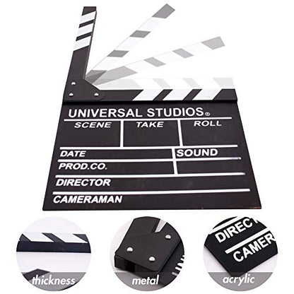 BIGOTTERS Movie Film Clap Board, Hollywood Clapper Board Wooden Film Directors Clapboard Photography Props for Movie Theme Party Decorations Night Party Accessory with Black & White, 12"x11"