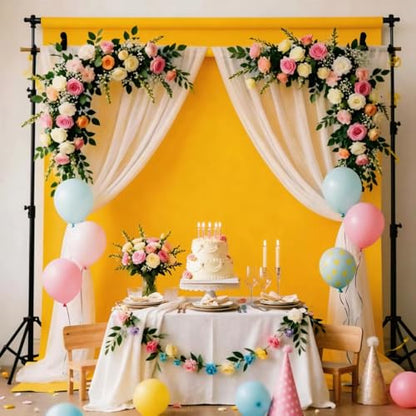 Photo Backdrop Yellow Background Fabric Professional Photography Solution 6x9ft Seamless Design Eliminate Wrinkles Short Video Food Photography Summer Theme Event - color: Yellow, size: 6x9ft