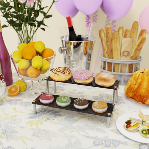 2-Tier Acrylic Display Riser Stand - Clear Organizer for Perfume, Cupcakes, Figures, Desserts, and Party Decoration - size: 2-Tier