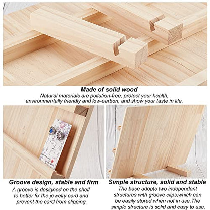 NBEADS Wood Earring Display Stands, 3 Layers Jewelry Earring Display Holder Wood Earring Card Holder Photos Business Card Holder Display with Base Stand for Home Office Retail Store, 40x14.1x30cm - color: 3 Layers Wooden L.w.thi: 15.7x11.8x5.55"