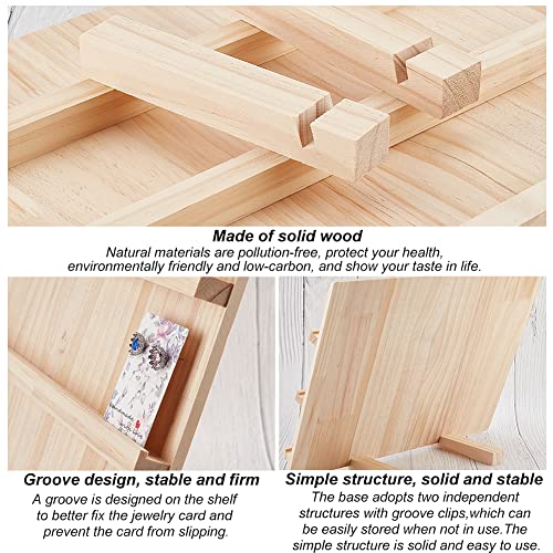 NBEADS Wood Earring Display Stands, 3 Layers Jewelry Earring Display Holder Wood Earring Card Holder Photos Business Card Holder Display with Base Stand for Home Office Retail Store, 40x14.1x30cm - color: 3 Layers Wooden L.w.thi: 15.7x11.8x5.55"